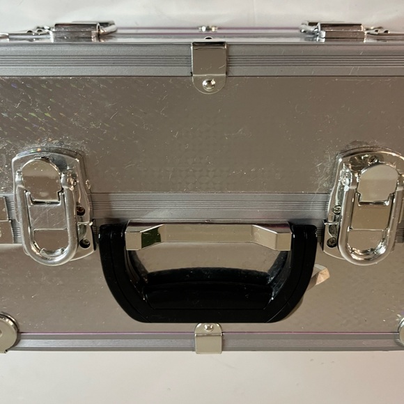 Pink & Silver Makeup Train Case with Multiple Compartments – Portable Organizer - Picture 10 of 16